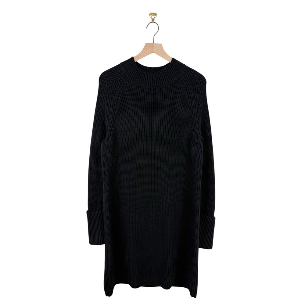 Banana Republic Mock Neck Mini Sweater Dress Black Sz L NWT - Picture 2 of 12
